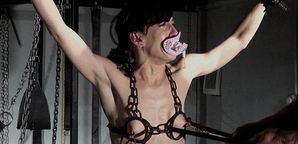  Tit tormented and caged slaveslut Elise Graves tower of pain punishments